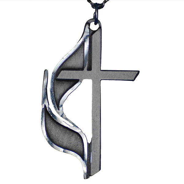 Sterling Silver 19x10mm Methodist Cross 18 Necklace with Box 