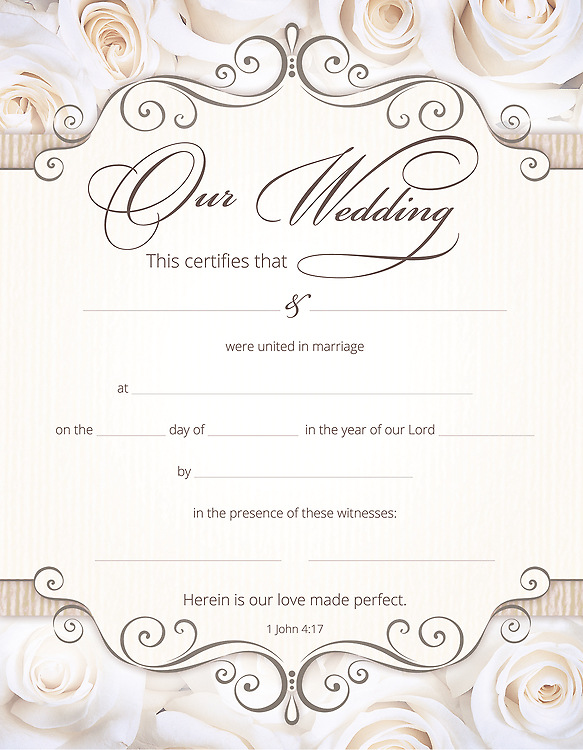 Our Wedding Full Color Marriage Certificate - Pack