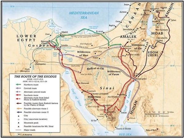 The Route Of The Exodus Map Cokesbury