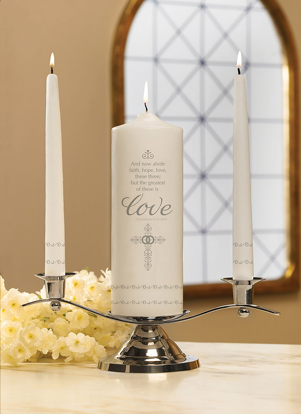 Butterflies Spring Floral Flower White Wedding Unity Candle Set Plus Tapers 
