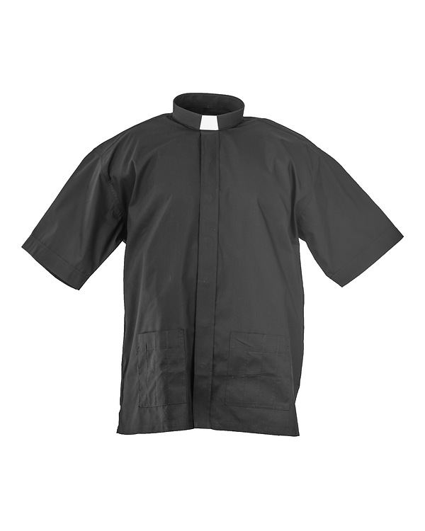 Aside Flat apprentice MDS Men's Short Sleeve Panama Clergy Shirt - Black | Cokesbury