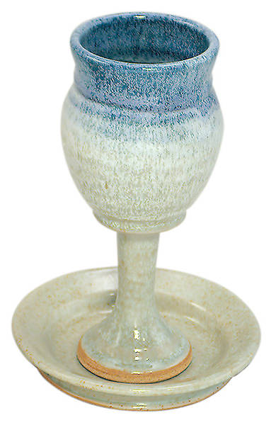 Picture of Earthenware Chalice and Paten Set, Blue and White