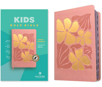 Picture of NLT Kids Bible, Thinline Reference Edition (Leatherlike, Tropical Flowers Dusty Pink, Indexed, Red Letter)
