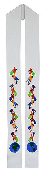 Picture of Fair Trade Children of the World Holding Hands Stole White - 110"