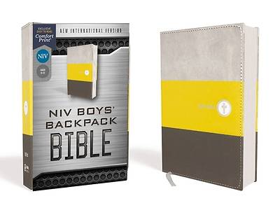 Picture of NIV Boys' Backpack Bible, Compact, Leathersoft, Yellow/Gray, Red Letter Edition, Comfort Print