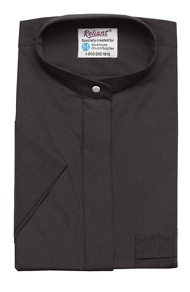 Picture of Reliant Short Sleeve Clergy Shirt with Neckband Collar Black - 20"