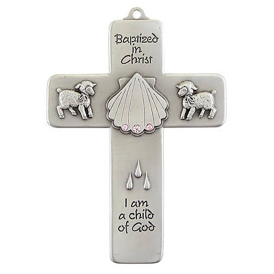 Picture of Wall Cross Pewter Baptism Girl
