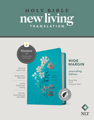 Picture of NLT Wide Margin Bible, Filament Enabled Edition (Red Letter, Hardcover Cloth, Ocean Blue Floral, Indexed)