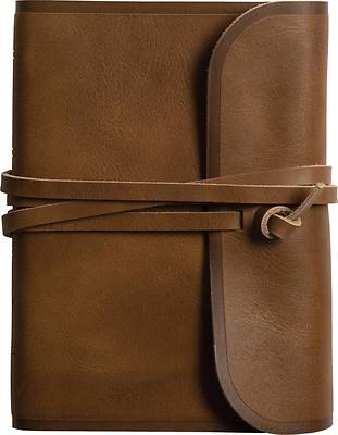 Picture of ESV Large Print Compact Bible, Red Letter (Natural Leather, Brown, Flap with Strap)