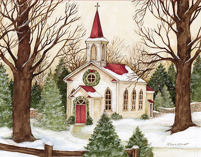 Picture of Woodland Church Boxed Christmas Cards by LANG