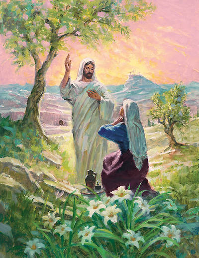 Picture of Jesus and Mary at Tomb  Easter Tabloid Bulletin