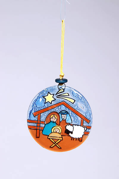 Picture of Stain Glass Nativity Manger Scene Ornament