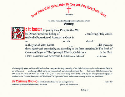 Picture of Ordination Certificate with Ribbon