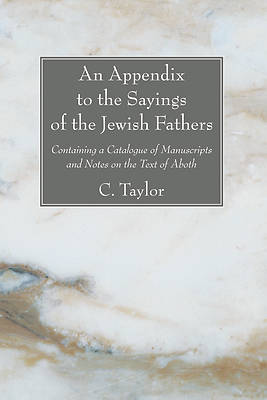 Picture of An Appendix to the Sayings of the Jewish Fathers
