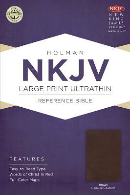 Picture of NKJV Large Print Ultrathin Reference Bible, Brown Genuine Cowhide