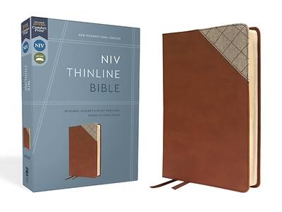 Picture of Niv, Thinline Bible, Leathersoft, Brown, Red Letter, Comfort Print