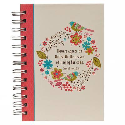 Picture of Journal Small Wirebound - White Flowers/Birds