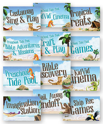 Picture of Vacation Bible School (VBS) 2018 Shipwrecked Station Signs - Set of 12