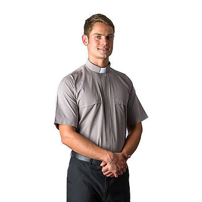 Picture of MDS Short Sleeve Tab Collar Clergy Shirt Grey - 20"