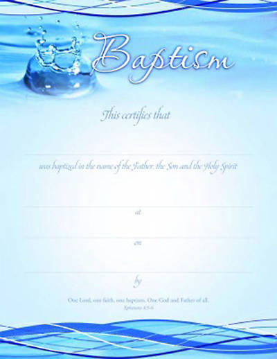 Picture of Certificate of Baptism Ephesians 4:5-6 (Package of 6)