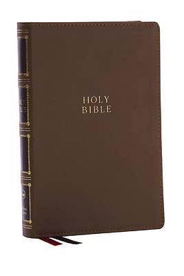 Picture of Nkjv, Compact Center-Column Reference Bible, Leathersoft, Brown, Red Letter, Thumb Indexed, Comfort Print