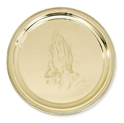 Picture of Praying Hands Round Gift Tray - Brass