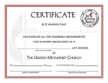Picture of Lay Servant Ministries Certificate  (Package of 25)