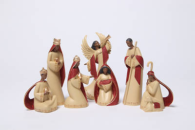Picture of Cream and Red Nativity Set 7 Piece