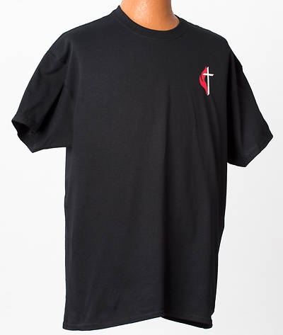 Picture of Black Crew Neck Cross and Flame T-Shirt - XL