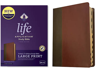 Picture of NKJV Life Application Study Bible, Third Edition, Large Print (Red Letter, Leatherlike, Brown/Mahogany, Indexed)