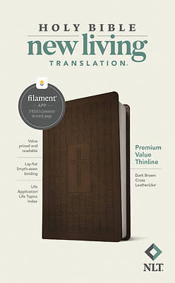 Picture of NLT Premium Value Thinline Bible, Filament Enabled Edition (Leatherlike, Dark Brown Cross)