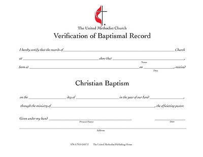Picture of United Methodist Verification of Baptismal Record Download