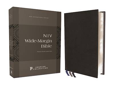 Picture of Niv, Wide Margin Bible, Premium Goatskin Leather, Black, Premier Collection, Red Letter, Art Gilded Edges, Comfort Print