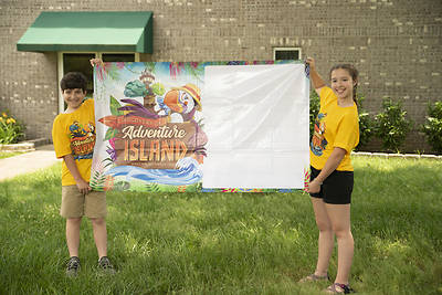 Picture of Vacation Bible School (VBS) 2021 Discovery on Adventure Island Outdoor Banner