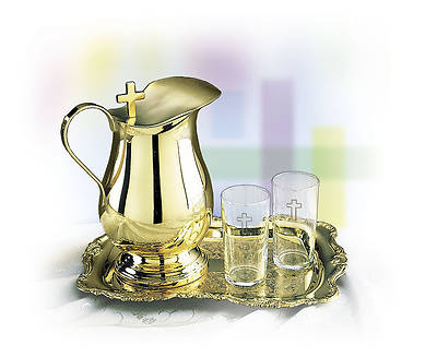 Picture of Water Glasses with Outlined Gold Cross