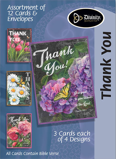 Picture of Thank You Boxed Card Flowers & Butterflies (Pk 12)