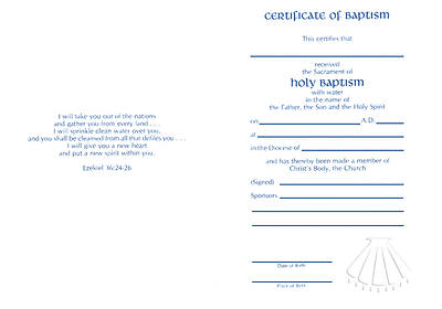 Picture of Embossed Baptismal Certificate #8115 [Package of 12 w/envelope]