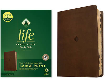 Picture of NLT Life Application Study Bible, Third Edition, Large Print (Leatherlike, Rustic Brown Leaf, Indexed, Red Letter)