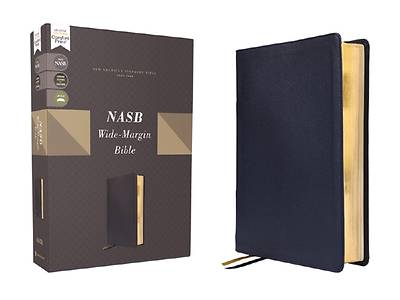 Picture of Nasb, Wide Margin Bible, Genuine Leather, Calfskin, Navy, Red Letter, 1995 Text, Comfort Print