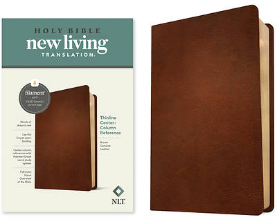 Picture of NLT Thinline Center-Column Reference Bible, Filament-Enabled Edition (Red Letter, Genuine Leather, Brown)