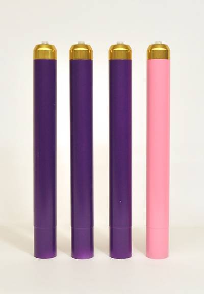 Picture of Artistic RW 3330 Liquid Wax Disposable Canister Advent Candle Set - 3 Purple, 1 Rose