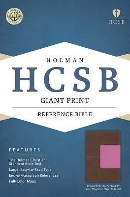 Picture of HCSB Giant Print Reference Bible, Pink/Brown Leathertouch with Magnetic Flap Indexed