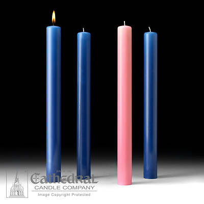 Picture of Cathedral 51% Beeswax Advent Candle Set 16" X 1-1/2" - 3 Sarum Blue, 1 Rose