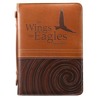 Picture of LuxLeather Isaiah 40:31 Large Brown and Tan Bible Cover