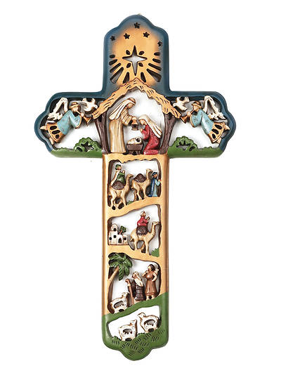 Picture of Multicolor Nativity Wall Cross 12"H