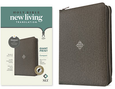 Picture of NLT Compact Giant Print Zipper Bible, Filament-Enabled Edition, Zipper (Red Letter, Leatherlike, Woven Cross Gray, Indexed)
