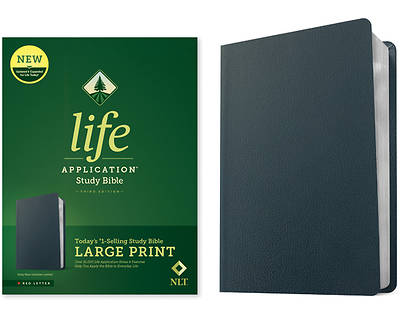 Picture of NLT Life Application Study Bible, Third Edition, Large Print (Genuine Leather, Navy Blue, Red Letter)