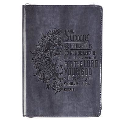 Picture of Strong & Courageous Classic Lux-Leather Zip Journal