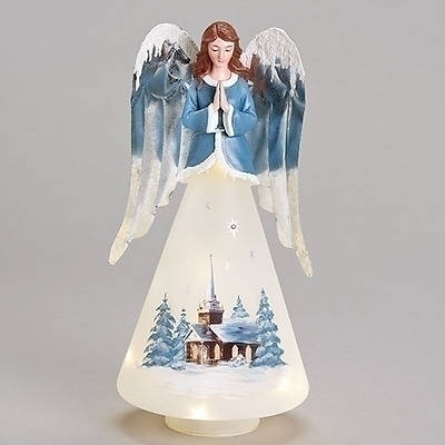 Picture of LED Ice Christmas Angel With Painted Church Scene 14"