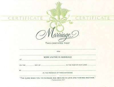 Picture of Certificate Marriage Embossed Package of 6